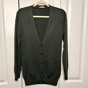 Margaret‎ Howell Women’s Size 8 Gray Button Down Wool Cardigan Sweater Pockets